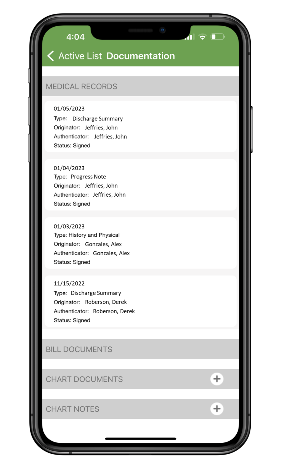 Active List Documentation Phone View